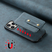 For iPhone 16 Pro Max Denior D14 NK Retro Pattern MagSafe Magnetic Card Holder Leather Phone Case(Blue)