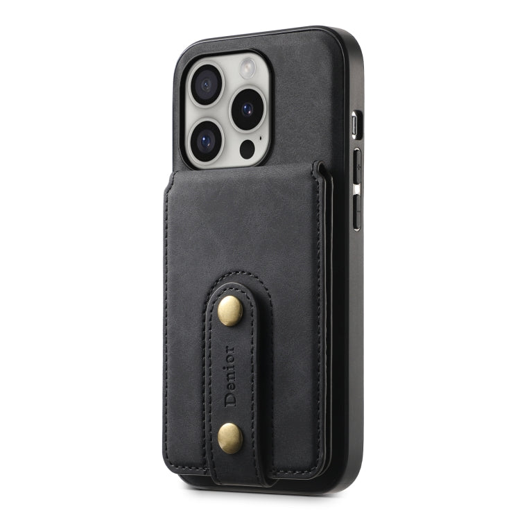 For iPhone 16 Pro Max Denior D14 NK Retro Pattern MagSafe Magnetic Card Holder Leather Phone Case(Black)
