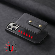 For iPhone 16 Pro Max Denior D14 NK Retro Pattern MagSafe Magnetic Card Holder Leather Phone Case(Black)