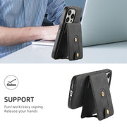 For iPhone 16 Pro Max Denior D14 NK Retro Pattern MagSafe Magnetic Card Holder Leather Phone Case(Black)
