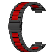 For Huawei Watch Fit 3 Three Bead Stainless Steel Metal Watch Band(Black Red)