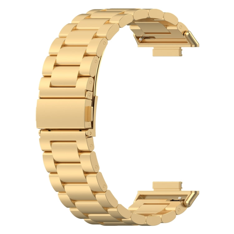 For Huawei Watch Fit 3 Three Bead Stainless Steel Metal Watch Band(Gold)