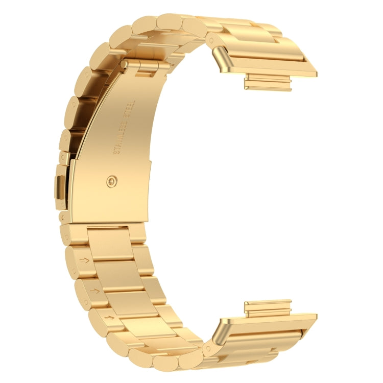 For Huawei Watch Fit 3 Three Bead Stainless Steel Metal Watch Band(Gold)