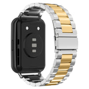 For Huawei Watch Fit 3 Three Bead Stainless Steel Metal Watch Band(Silver Gold)