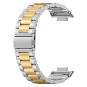For Huawei Watch Fit 3 Three Bead Stainless Steel Metal Watch Band(Silver Gold)