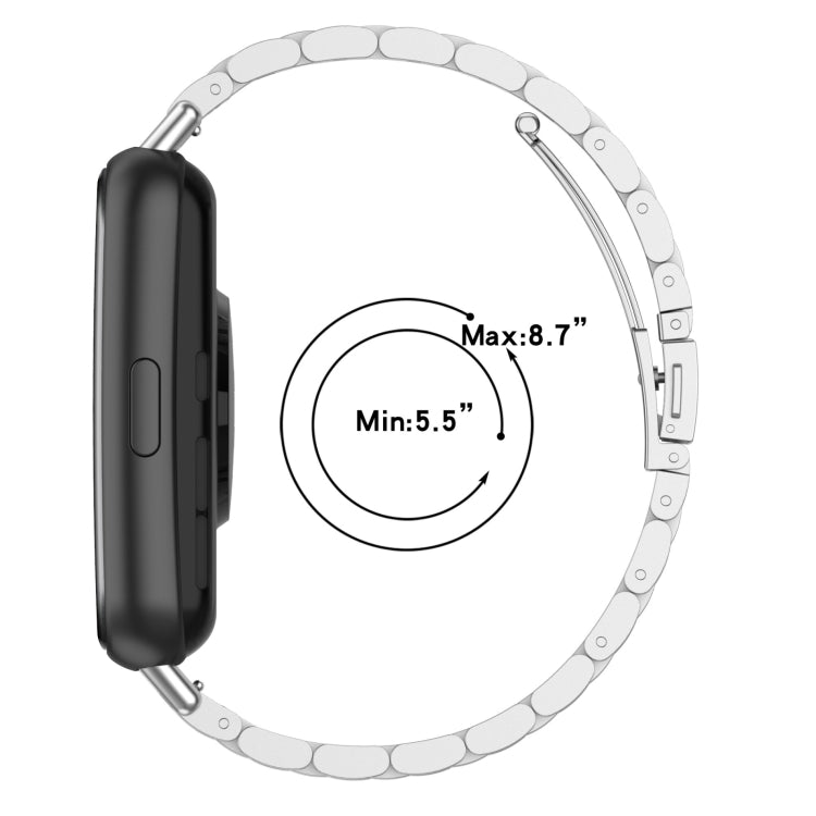 For Huawei Watch Fit 3 Three Bead Stainless Steel Metal Watch Band(Black)