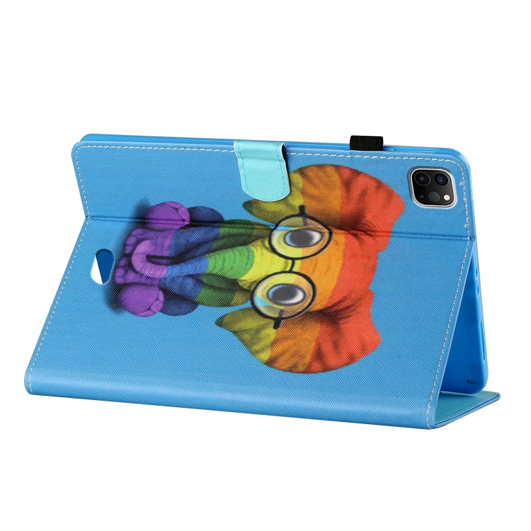 For iPad Pro 11 2024 Coloured Drawing Stitching Smart Leather Tablet Case(Colorful Elephant)