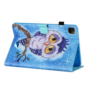 For iPad Pro 11 2024 Coloured Drawing Stitching Smart Leather Tablet Case(Blue Owl)