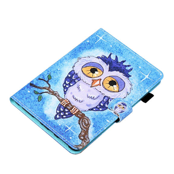 For iPad Pro 11 2024 Coloured Drawing Stitching Smart Leather Tablet Case(Blue Owl)