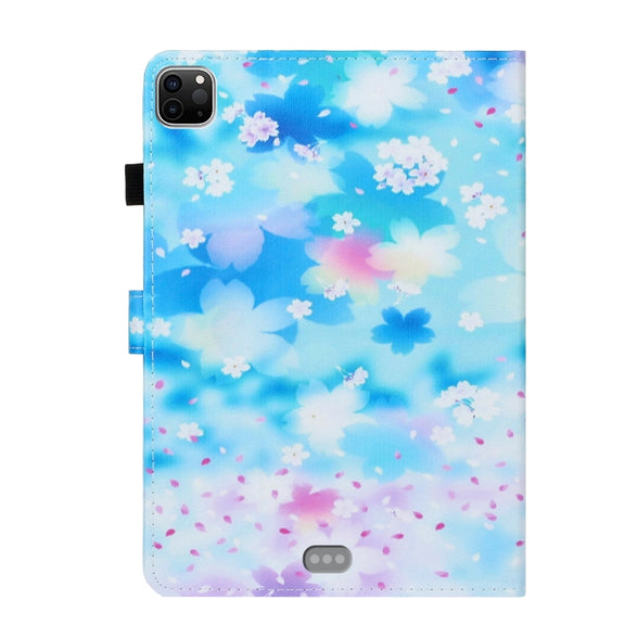 For iPad Pro 11 2024 Coloured Drawing Stitching Smart Leather Tablet Case(Petal Rain)