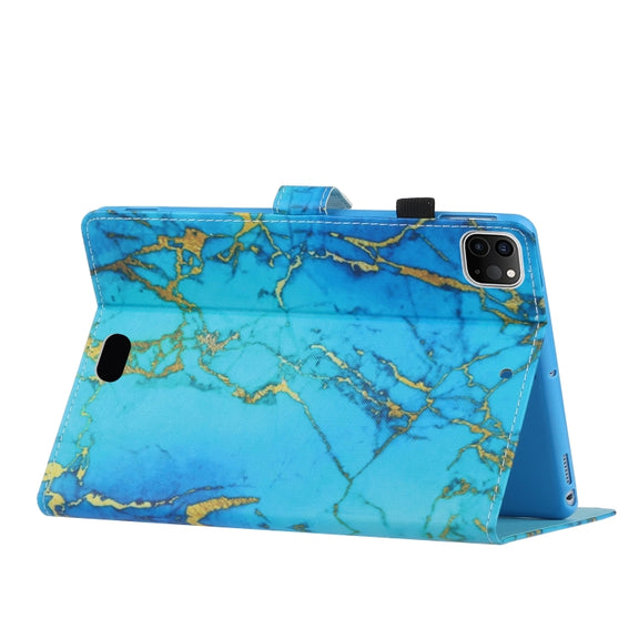 For iPad Pro 11 2024 Coloured Drawing Stitching Smart Leather Tablet Case(Gold Plated Marble)
