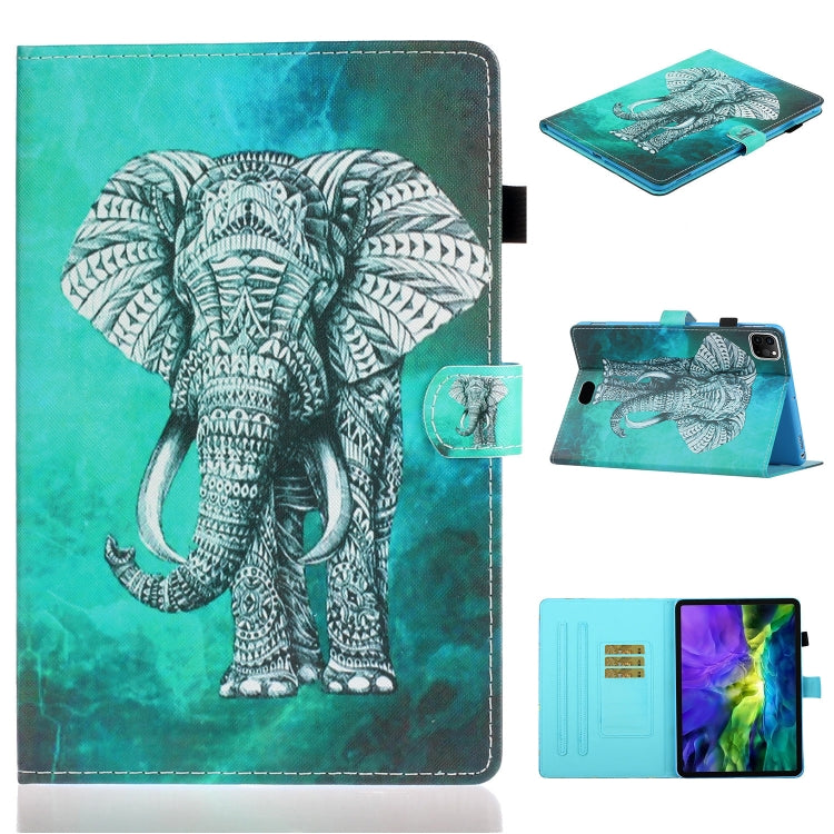 For iPad Pro 11 2024 Coloured Drawing Stitching Smart Leather Tablet Case(Elephant)
