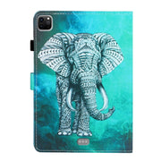 For iPad Pro 11 2024 Coloured Drawing Stitching Smart Leather Tablet Case(Elephant)