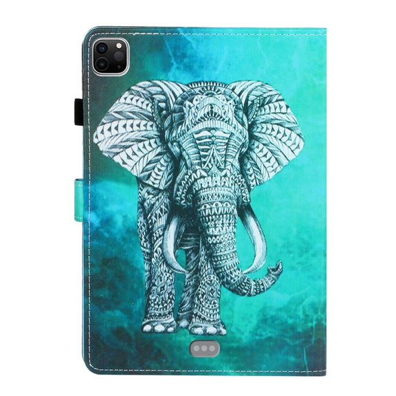 For iPad Pro 11 2024 Coloured Drawing Stitching Smart Leather Tablet Case(Elephant)