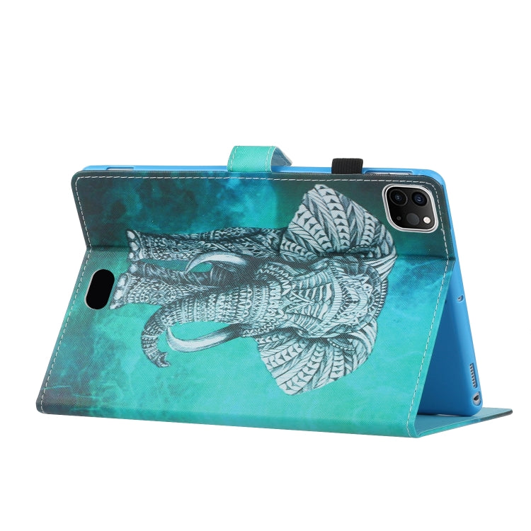For iPad Pro 11 2024 Coloured Drawing Stitching Smart Leather Tablet Case(Elephant)