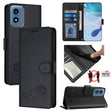 For Motorola Moto G Play 4G 2024 Global Cat Rat Embossed Pattern RFID Leather Phone Case with Lanyard(Black) - Motorola Cases by PMC Jewellery | Online Shopping South Africa | PMC Jewellery | Buy Now Pay Later Mobicred