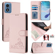 For Motorola Moto G 5G 2024 Global Cat Rat Embossed Pattern RFID Leather Phone Case with Lanyard(Pink) - Motorola Cases by PMC Jewellery | Online Shopping South Africa | PMC Jewellery | Buy Now Pay Later Mobicred