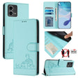 For Motorola Moto G Stylus 5G 2024 Cat Rat Embossed Pattern RFID Leather Phone Case with Lanyard(Mint Green) - Motorola Cases by PMC Jewellery | Online Shopping South Africa | PMC Jewellery | Buy Now Pay Later Mobicred