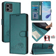 For Motorola Moto G Stylus 5G 2024 Cat Rat Embossed Pattern RFID Leather Phone Case with Lanyard(Peacock Green) - Motorola Cases by PMC Jewellery | Online Shopping South Africa | PMC Jewellery | Buy Now Pay Later Mobicred