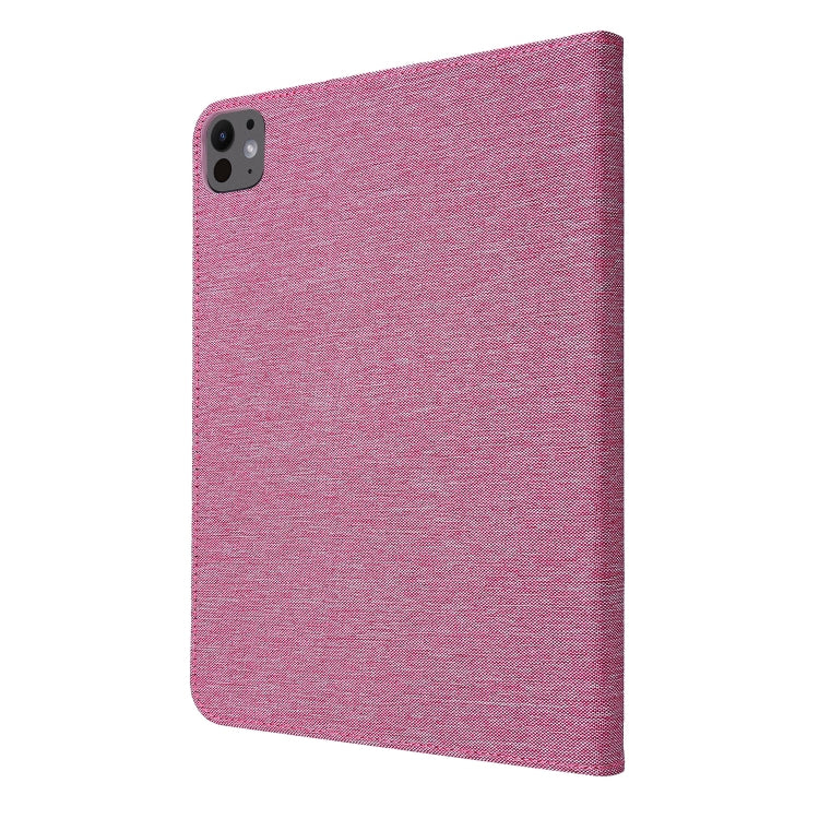 For iPad Pro 13 2024 Fabric Leather Tablet Case(Rose Red)