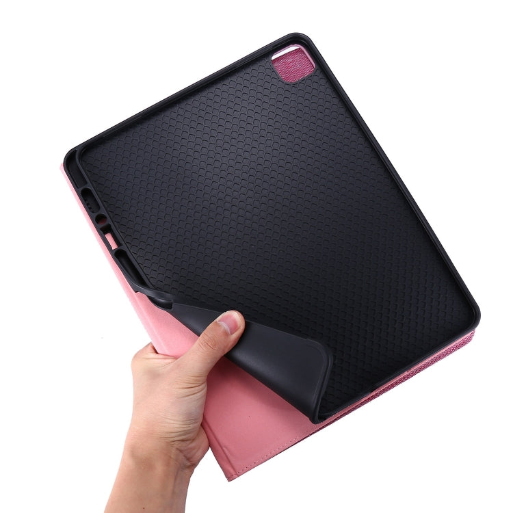 For iPad Pro 13 2024 Fabric Leather Tablet Case(Rose Red)