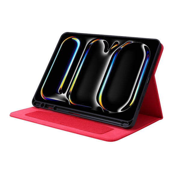 For iPad Pro 13 2024 Fabric Leather Tablet Case(Red)