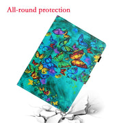 For iPad Pro 11 2024 Coloured Drawing Stitching Smart Leather Tablet Case(Green Butterfly)