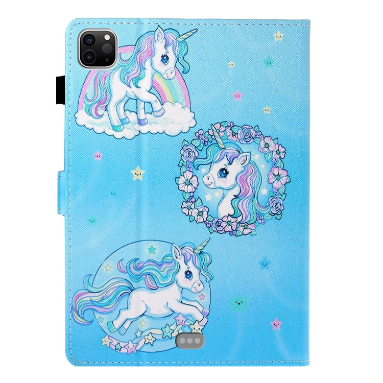 For iPad Pro 11 2024 Coloured Drawing Stitching Smart Leather Tablet Case(Unicorn)