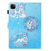 For iPad Pro 11 2024 Coloured Drawing Stitching Smart Leather Tablet Case(Unicorn)