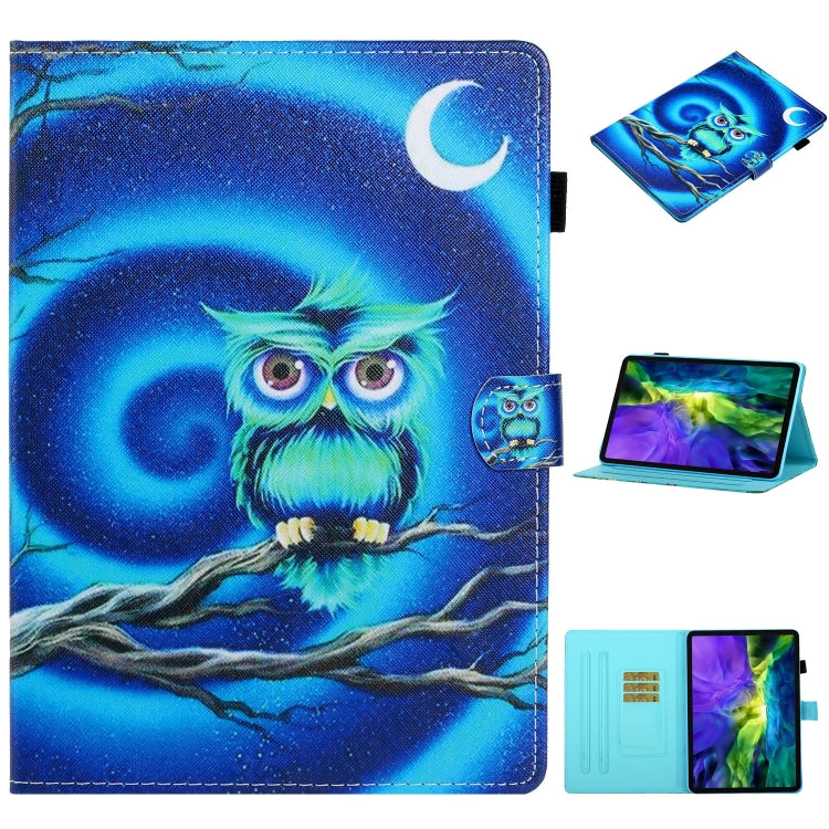 For iPad Pro 11 2024 Coloured Drawing Stitching Smart Leather Tablet Case(Moon Owl)