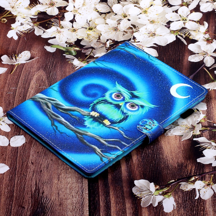 For iPad Pro 11 2024 Coloured Drawing Stitching Smart Leather Tablet Case(Moon Owl)