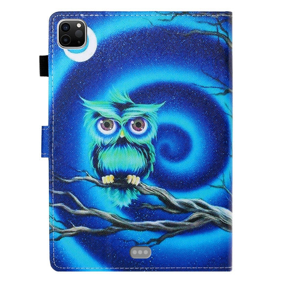 For iPad Pro 11 2024 Coloured Drawing Stitching Smart Leather Tablet Case(Moon Owl)