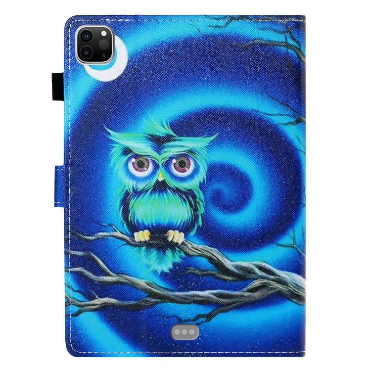 For iPad Pro 11 2024 Coloured Drawing Stitching Smart Leather Tablet Case(Moon Owl)