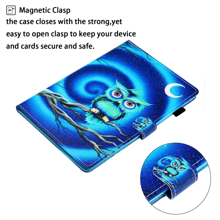 For iPad Pro 11 2024 Coloured Drawing Stitching Smart Leather Tablet Case(Moon Owl)
