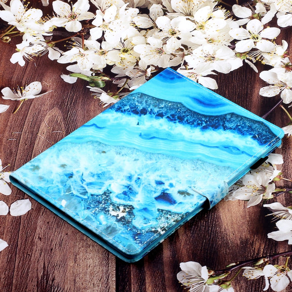 For iPad Pro 11 2024 Coloured Drawing Stitching Smart Leather Tablet Case(Blue Marble)