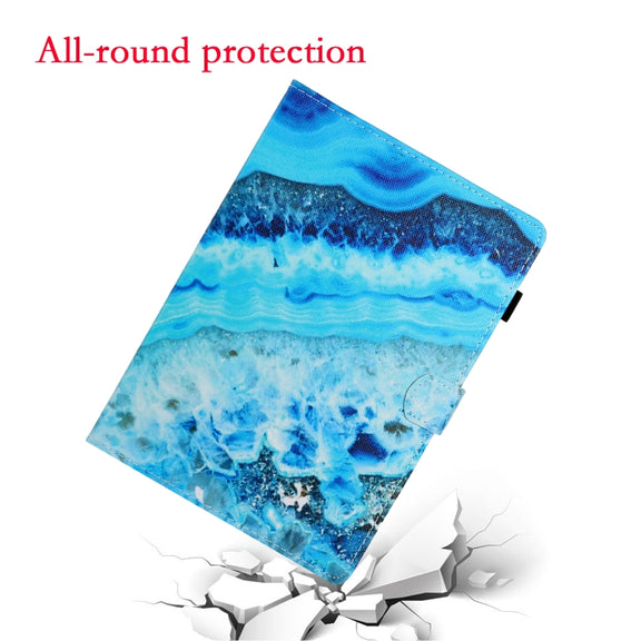 For iPad Pro 11 2024 Coloured Drawing Stitching Smart Leather Tablet Case(Blue Marble)