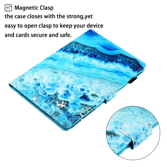 For iPad Pro 11 2024 Coloured Drawing Stitching Smart Leather Tablet Case(Blue Marble)