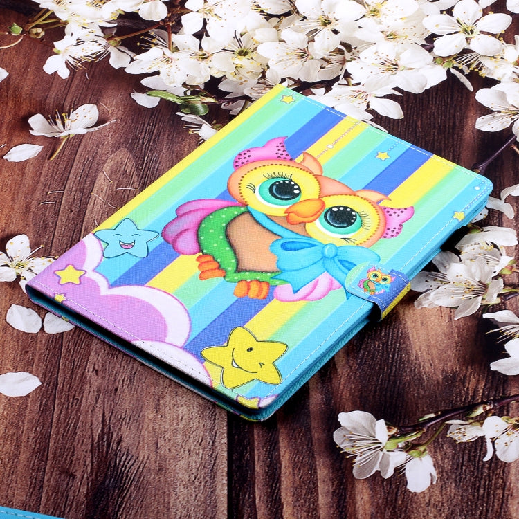 For iPad Pro 11 2024 Coloured Drawing Stitching Smart Leather Tablet Case(Rainbow Owl)