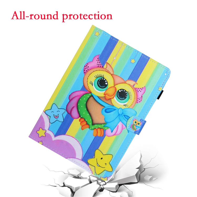 For iPad Pro 11 2024 Coloured Drawing Stitching Smart Leather Tablet Case(Rainbow Owl)