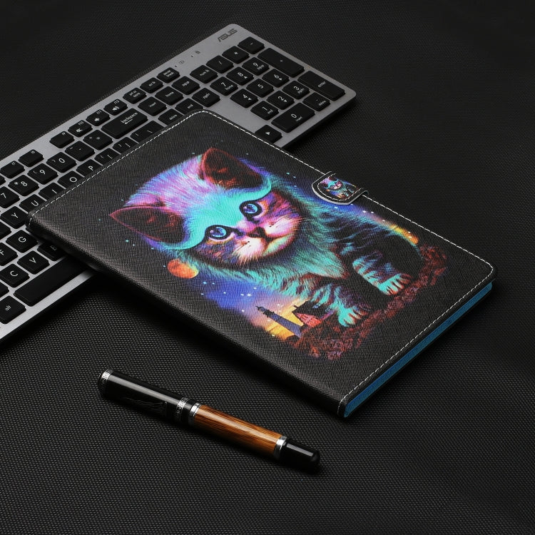 For iPad Pro 11 2024 Coloured Drawing Stitching Smart Leather Tablet Case(Night Cat)