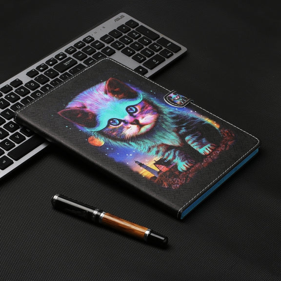 For iPad Pro 11 2024 Coloured Drawing Stitching Smart Leather Tablet Case(Night Cat)