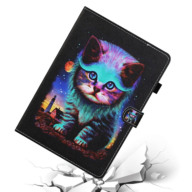 For iPad Pro 11 2024 Coloured Drawing Stitching Smart Leather Tablet Case(Night Cat)