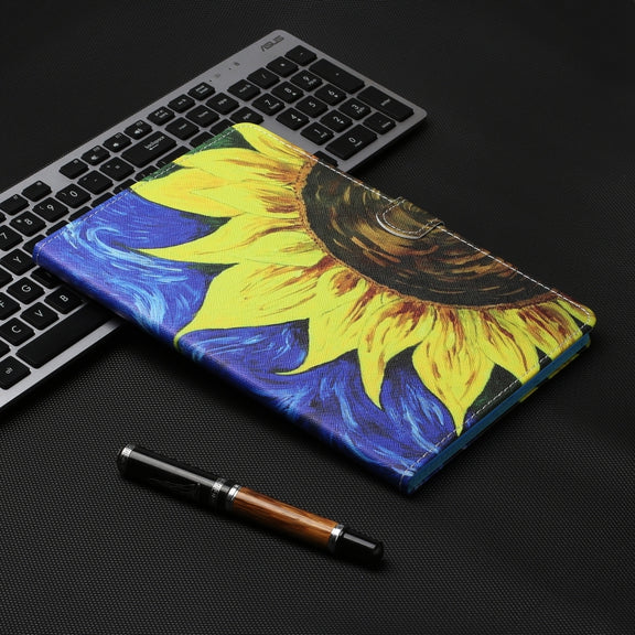 For iPad Pro 11 2024 Coloured Drawing Stitching Smart Leather Tablet Case(Sunflower)