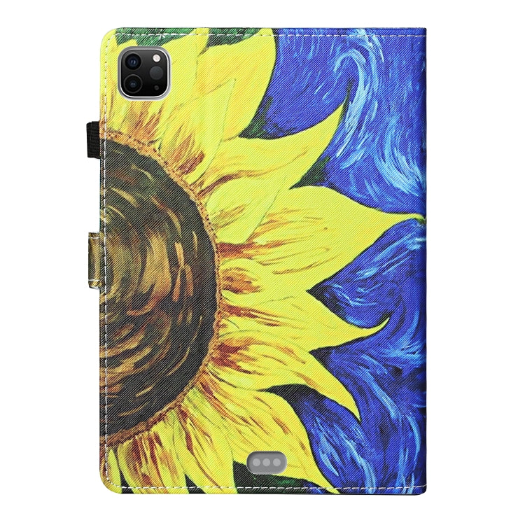 For iPad Pro 11 2024 Coloured Drawing Stitching Smart Leather Tablet Case(Sunflower)