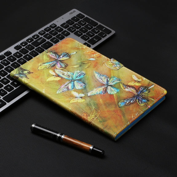 For iPad Pro 11 2024 Coloured Drawing Stitching Smart Leather Tablet Case(Butterfly)