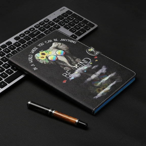 For iPad Pro 11 2024 Coloured Drawing Stitching Smart Leather Tablet Case(Glasses Elephant)