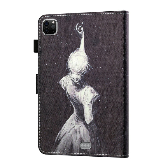 For iPad Pro 11 2024 Coloured Drawing Stitching Smart Leather Tablet Case(Girl)