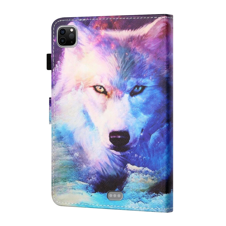 For iPad Pro 11 2024 Coloured Drawing Stitching Smart Leather Tablet Case(Wolf)