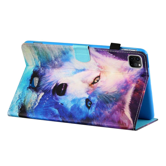 For iPad Pro 11 2024 Coloured Drawing Stitching Smart Leather Tablet Case(Wolf)
