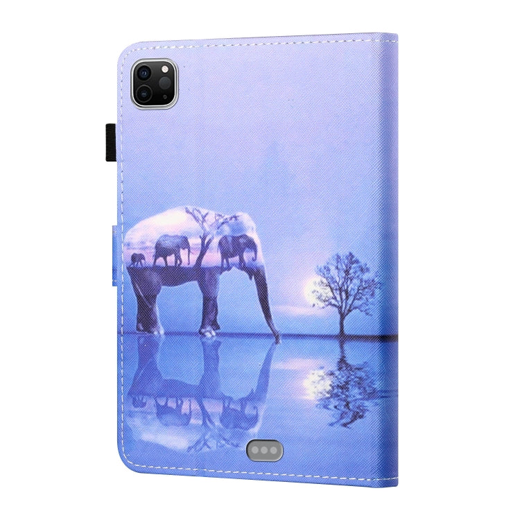 For iPad Pro 11 2024 Coloured Drawing Stitching Smart Leather Tablet Case(Elephant)